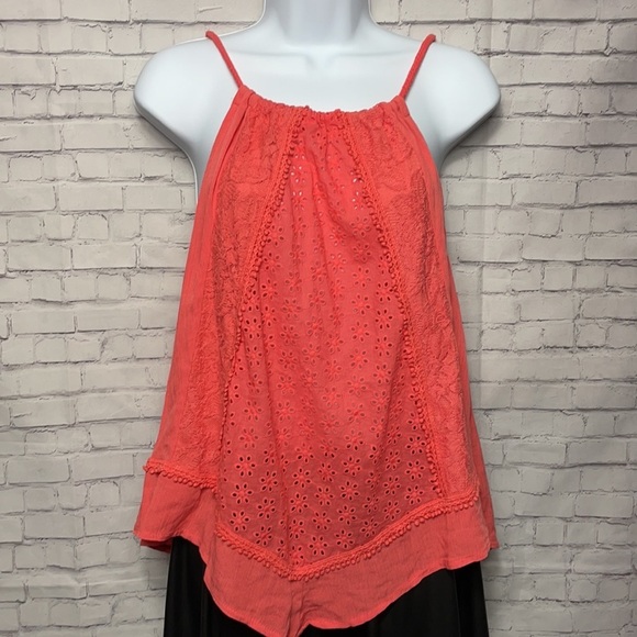 Clover & Scout Handkerchief Halter Top Orange Shirt Size Large - Picture 9 of 9